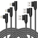 MFi Lightning Charger 3-Pack Right Angle Nylon Cables 3 6 10Ft for iPhone iPad
