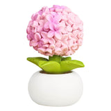 Resin Hydrangea Flower With Pot Mini Artificial Hydrangea Potted Plant Resin Figurines Flowers For Car Dashboard Bathroom Home Kitchen Rustic Table Centerpiece Shelf Decor,Pink