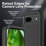 For Google Pixel 8A Case, Military Grade 3 In 1 Heavy Duty Shockproof/Drop Proof/Dust Proof Case With 2Pcs Tempered Glass Screen Protector (Black/Black)
