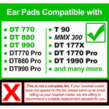 Earpads Compatible With Dt 770 Pro, Dt 880 Pro, Dt 990 Pro, Dt 1770 Pro, Mmx 300, Dt 1990 Pro, Dt 177X, T 90 Headphones (Silver Grey Velour)