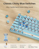 Eweadn Tk950 Typewriter Keyboard Wireless Mechanical Keyboard, 104 Keys Aesthetic Typewriter Keyboards With White Backlit, Anti-Ghosting, Blue Switch Bluetooth/2.4Ghz/Wired Cute Keyboards-Black