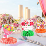 9Pcs Hello Spring Honeycomb Centerpiece Decorations, Spring Tulips Table Topper Centerpiece For Welcome Spring Party Supplies Floral Birthday Honeycomb Centerpiece