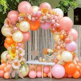 Pink Orange Double Stuffed Balloon Arch Pearl Latex Balloons for Birthday Baby Shower Party
