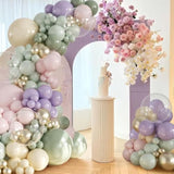 Sage Green Purple Pink Balloon Arch Kit 132Pcs Sage Green Pastel Pink Green Purple Yellow Gold Clear Balloons For Wildflower Baby Shower Bridal Shower Wedding Birthday Party Decorations