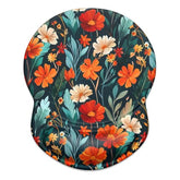 Ergonomic Mouse Pad With Gel Wrist Support Small Wrist Rest Smooth Surface Non-Slip Pu Base Comfortable Office Supplies Pain Relief, 8.7 X 7.2 Inches, Beautiful Flowers