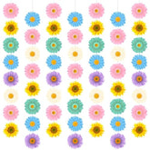 24 Packs Spring Sun Flowers Banners Sunflower Garland Kit Colorful Flower Hanging Swirl Spring Party Supplies Sunflower Paper Cutouts For Birthday Party Home Office Decorations