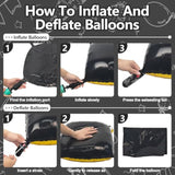 25pcs Black Gold Square Foil Balloons Backdrop for 2026 New Year & Party Decor