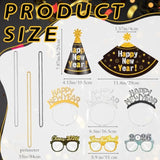 60pcs New Year 2026 Party Supplies Hats Blowers Noise Makers Accessories