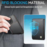 Compatible With Magsafe Wireless Charing For Iphone 15 Pro Max 6.7" Wallet Case, Rfid Blocking Card Holder 2 In 1 Detachable Wallet Kickstand Shockproof Case, Black