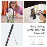 For Iphone 16 Wallet Case, Built-In Card Holder, Fashion Printed, Rfid Blocking, Pu Leather Kickstand, Magnetic Closure, Shockproof Phone Cover For Women And Men, Blooming Floral