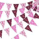 49ft Breast Cancer Awareness Banner Pink Ribbon Pennant Decor, Vibrant