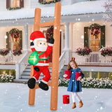 6Ft Climbing Santa On Ladder Inflatable, Christmas Blow Up Yard Decoration With Led Lights, Funny Outdoor Lawn Decor For