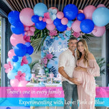 Pastel Blue And Pink Balloon Garland Arch Kit 132Pcs Royal Blue And Baby Pink Balloons For Summer Hawaii Gender Reveal Baby Shower Hawaii Cartoon Birthday Party Decorations