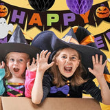 Halloween Banner Decorations with Honeycomb Ball Swirl Streamer and Circle Dot Garland