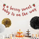Berry Sweet Baby Shower Banner – Strawberry Theme Glitter Décor for Girl’s Party or First Birthday
