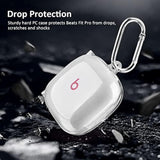 Compabitle With Beats Fit Pro Case Cover, Hard Case For Apple Beats Fit Pro 2021 Shockproof Protective Earbuds Case With Keychain Accessories For Men Women (Clear)