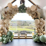 Sage Green Balloon Garland Arch Kit 153Pcs Sand White Chrome Metallic Gold Avocado Olive Boho Pastel Balloons For Baby Shower Birthday Wedding Jungle Safari Party Decorations