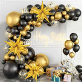 125pcs Black Gold Balloon Arch Kit with Star Balloons for Party & Celebration