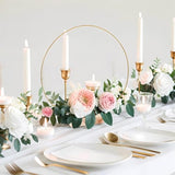 12Pcs 12 Inch Floral Hoop Centerpiece Table Decorations, Metal Gold Center Pieces Decoration For Table With Wood Base, Table Centerpieces For Diy Wedding Decor Wall Hanging Crafts