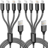Multi Charging Cable 2Pack 5Ft,Dual Type-C Multiple Charger Cable Nylon Braided 4 In 1 Multi Usb Charging Cord With Ip/Type C/Micro Usb Ports For Cell Phones/Iphone/Tablets/Samsung Galaxy & More