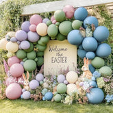 Blue Green Pink Balloon Garland Double Stuffed Sage Green Dusty Blue Pink Purple Lavender Balloons Pastel Balloon Arch Kit For Easter Birthday Baby Shower Gender Reveal Flower Tea Party Decorations