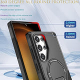 Samsung Galaxy S24 Ultra Case with MagSafe Compatible, 2 Pcs Fingerprint Unlock Glass Screen Protector, Built in Invisible Stand, Shockproof Protective Phone Cover 6.8-inch Black
