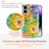 Colorful Retro Oil Painting Print Flower Green Case for iPhone 17