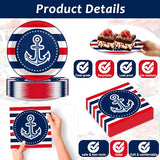 50 Guests Nautical Anchor Party Supplies Anchor Theme Plates and Napkins Plastic Forks Sailor Boat Ship Tableware Nautical Paper Plates for Baby Shower Birthday Party Boys Girls Kids 200PCS