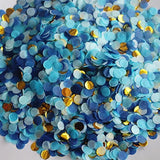 Small Circle Confetti 10mm Blue Gold 20g Pack for Party Decor