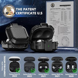 With Lock Carbon Fiber Case For Samsung Galaxy Buds Fe Case (2023) / Galaxy Buds 2 Pro Cases 2022/ Bud Pro 2021 /Bud 2 2021/ Bud Live 2020 With Keychain And Cleaner Kit - Black