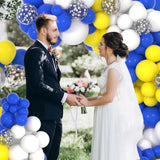 Blue Yellow White Balloon Garland Arch Kit - 116Pcs Royal Blue Yellow