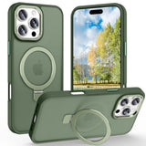 Midnight Green Magnetic Ring Stand Case for iPhone 16 Pro