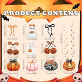 Halloween Party Banner with Bows and Pumpkins Spooky Cute Decor for Kids Indoor Celebration