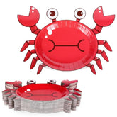 48 Pcs Crab Paper Plates Red Cartoon Crab Shape Disposable Plates 9 Inch Summer Ocean Party Tableware For Birthday Holiday Table Decor Supplies