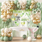 Martini Bow Birthday Party Decorations, Green Pink A Tini Bit Older Banner Hanging Swirls, Martini Glass Balloon Foil Curtain Balloon Arch For Girls Women Trendy Martini Bar Bachelorette Bridal Shower