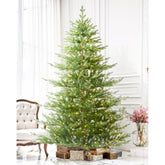 Pre-Lit Christmas Tree 7.5Ft Aspen Fir, 750 Warm White & Multi-Color Led Lights, Hinged Holiday Xmas Artificial Tree Festive Decor, Green