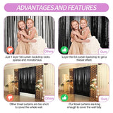 3 Pack 3.3 X 9.9 Ft Black Foil Fringe Backdrop Streamer Curtains, Birthday Party Decorations, Tinsel Curtain For Parties, Photo Booth Backdrops, Party Decor