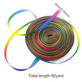 50 Yards Double Side Colorful Satin Ribbon Gradient Rainbow Printed Po