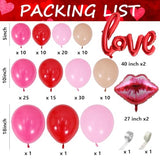 139pcs Valentines Day Balloon Arch Garland Kit, Pink Red Rose Red Balloons with Large Lip Love Foil Balloon for Women Girls Valentine's Day Mother's Day Wedding Decoration