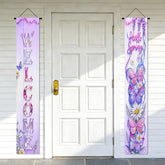 Welcome Hello Spring Butterfly Wisteria Door Banner Polyester 70X12 Inches - Door Banners For Outside, Spring Butterfly Decor For Home, Garden, Outdoor
