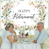 Happy Retirement Banner Wildflower Themed Happy Retirement Party Decorations Backdrop Floral We Will Miss You Going Away Retire Party Decor 70.8 X 43.3 Inch
