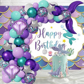 Purple And Blue Balloon Garland Kit, Fish Tail Arch Party Supplies With Purple Green Confetti Balloons For Girls Birthday Party Decorations