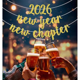2026 New Year New Chapter Gold Glitter Banner Party Decor