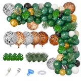 Jungle Safari Balloon Arch Kit: Green & Gold Party Garland with Palm Leaves