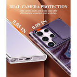 Slim Marble Design Shockproof with Slide Camera Cover Compatible with Samsung Galaxy S23 Ultra Case