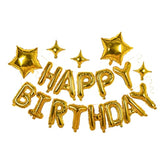 Gold Happy Birthday Balloon Banner with Star Balloons