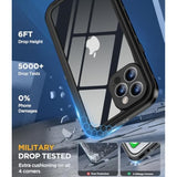 Design For Iphone 12 Pro Max Case Waterproof, Full Body Underwater Dustproof Shockproof Case Built-In Screen Protector - Clear