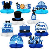 10-Piece Blue Boss Theme Honeycomb Centerpieces for Boys' Birthday Party