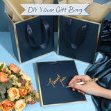 24 Pack Metallic Paper Gift Bags With Handle And Tissue 9X7X3.1 Welcome Gift Thank You Bags For Wedding Father'S Day Bridal Shower Groomsmen Birthday Party(Navy Blue, Gold)