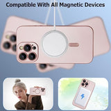 Magnetic Case For Iphone 13 Pro Max Phone Case For Women, Matte Luxury Soft Metallic Luster Design With Camera Lens Protector, Compatible With Magsafe Case For Iphone 13 Pro Max 6.7"-Pink
